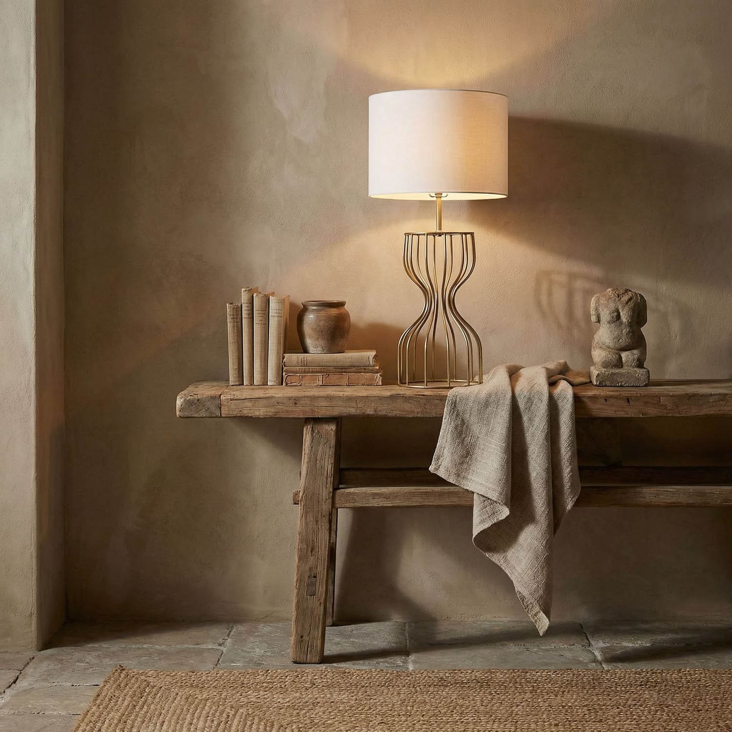 Perry Table Lamp with Shade, Metal with Brass Finish