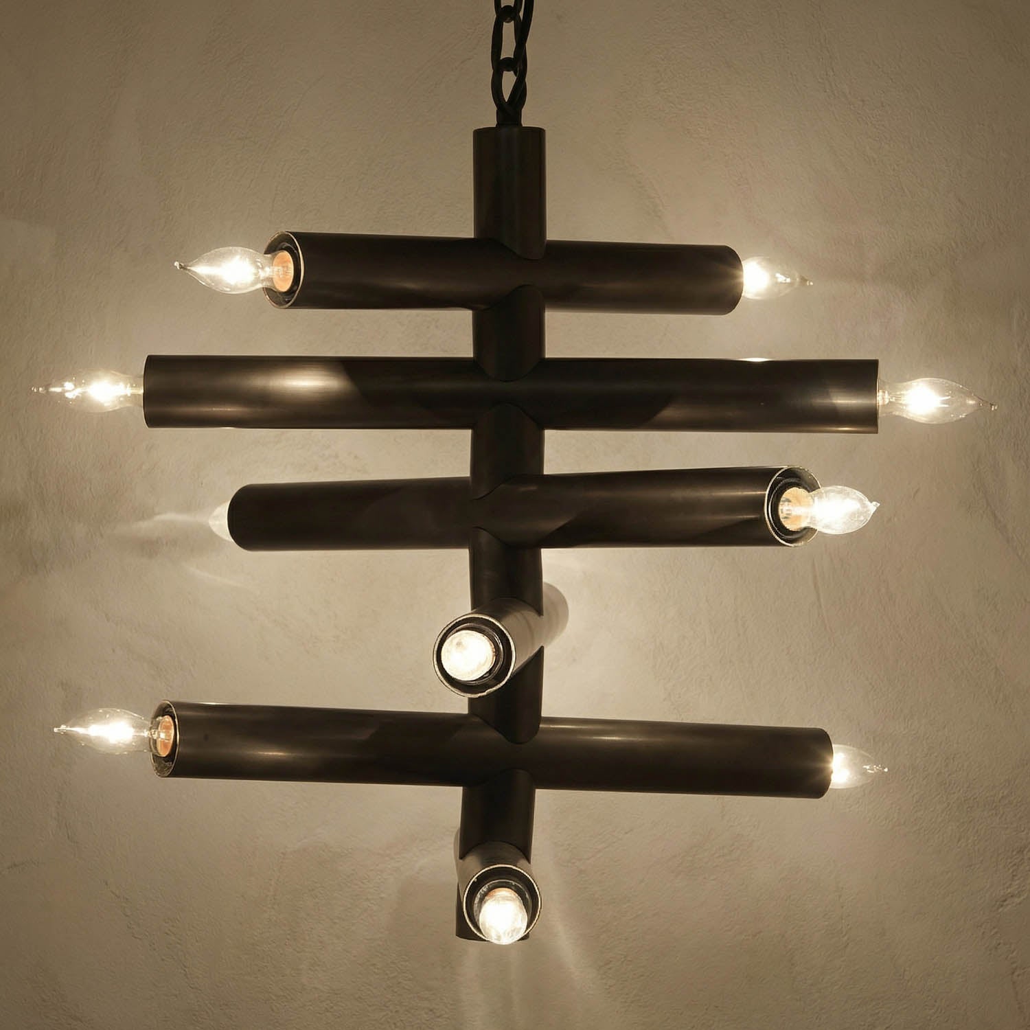 Alex Chandelier, Metal with Antique Silver Finish by Noir