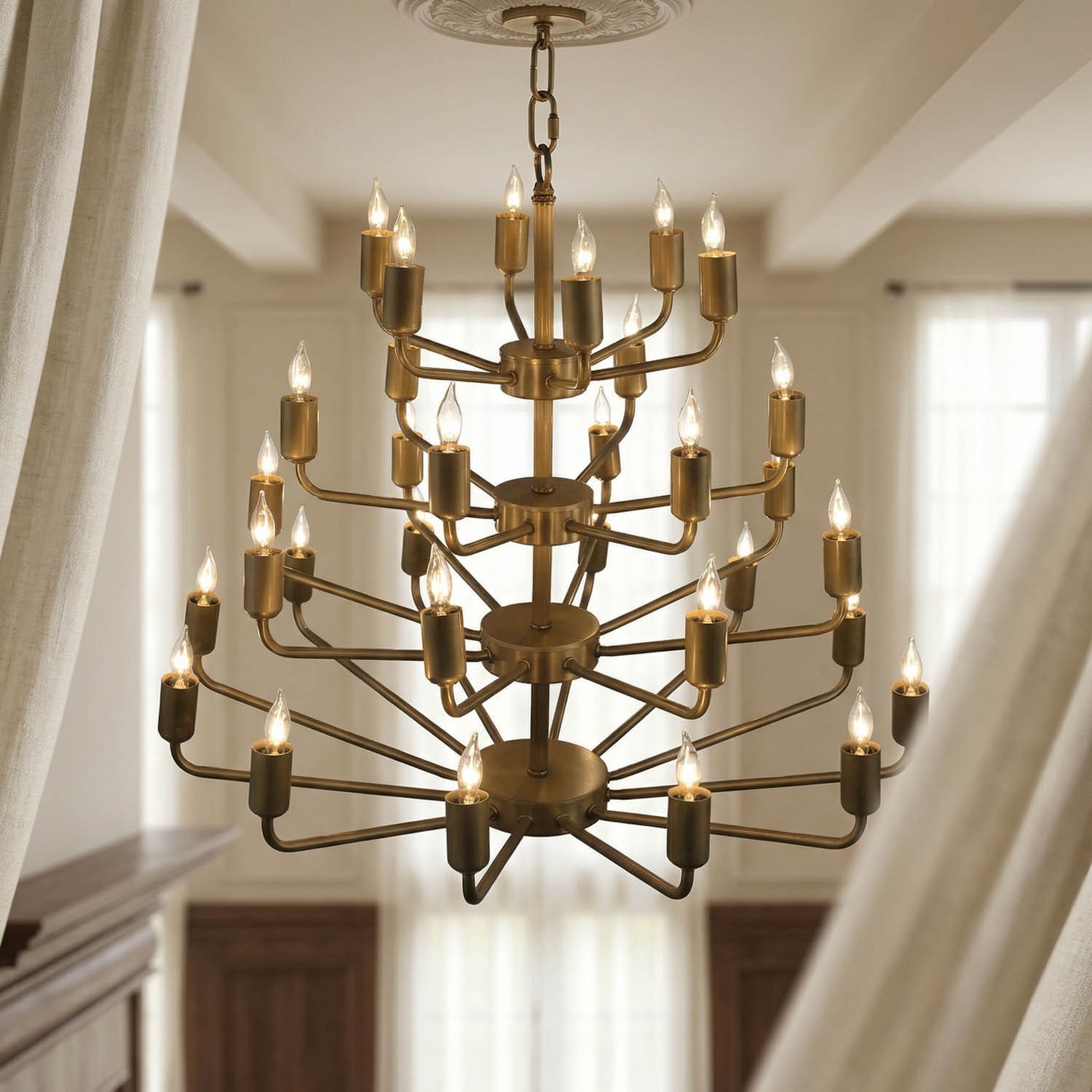 Montoro Chandelier, Antique Brass