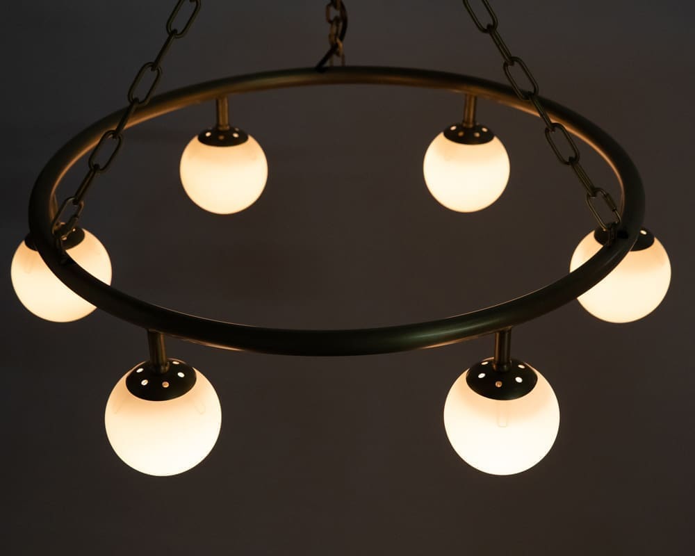 Modena Chandelier, Small, Metal with Brass Finish