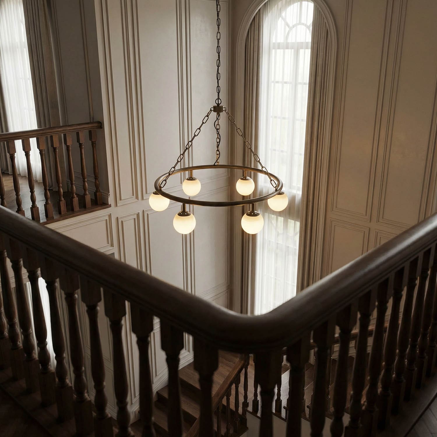 Modena Chandelier, Small, Metal with Brass Finish