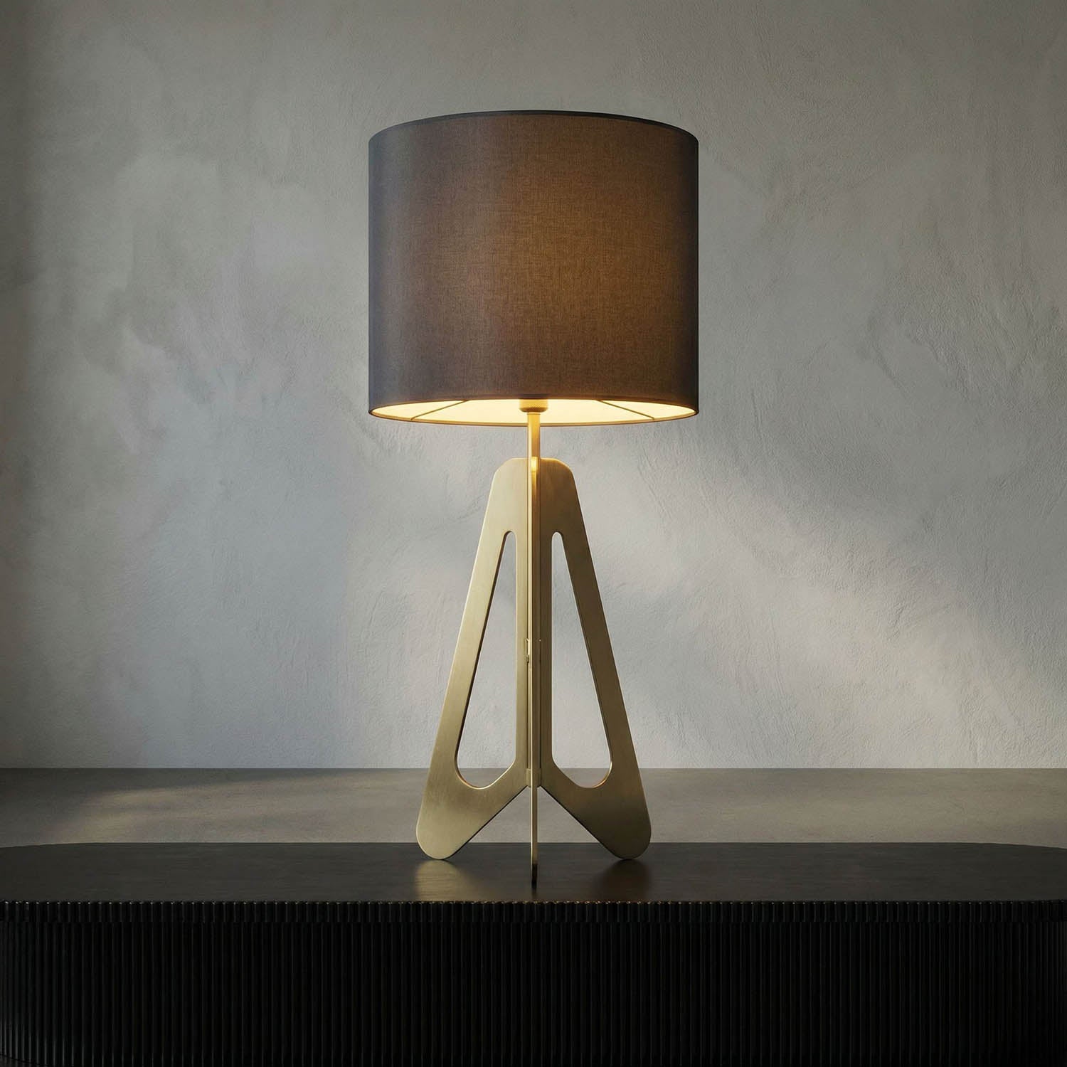 Candis Lamp with Black Shade, Metal with Brass Finish by Noir