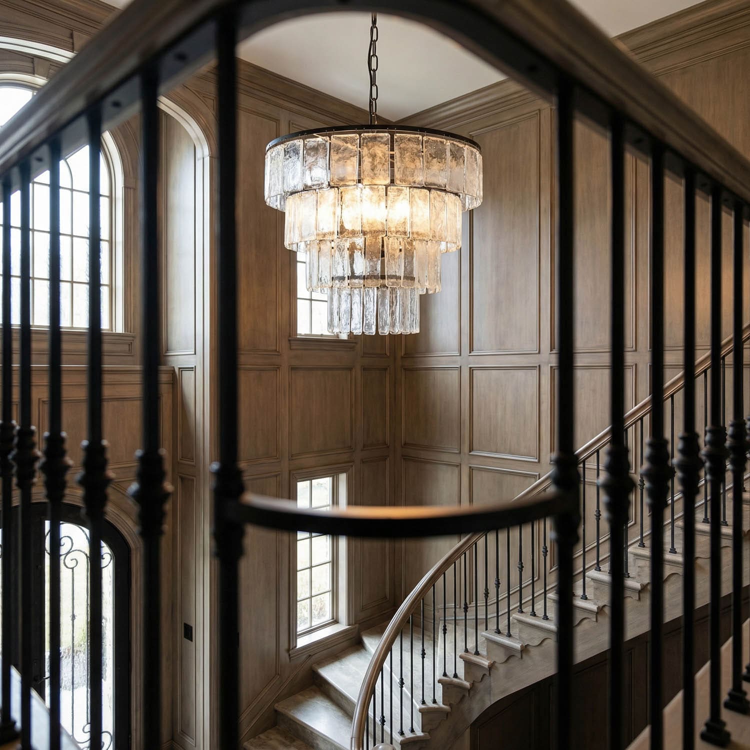 Carnegie Chandelier, Large, Black Iron