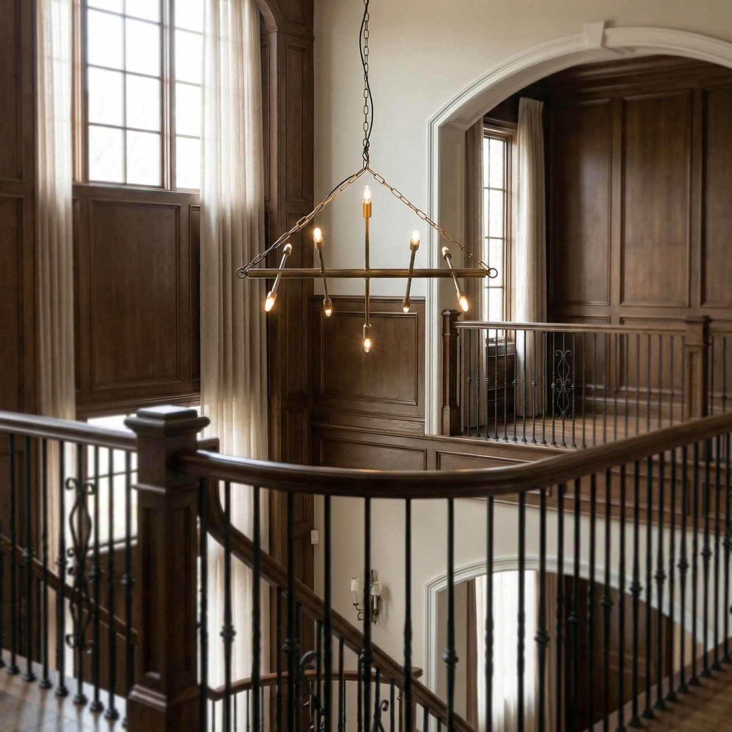 Sperato Chandelier, Antique Brass