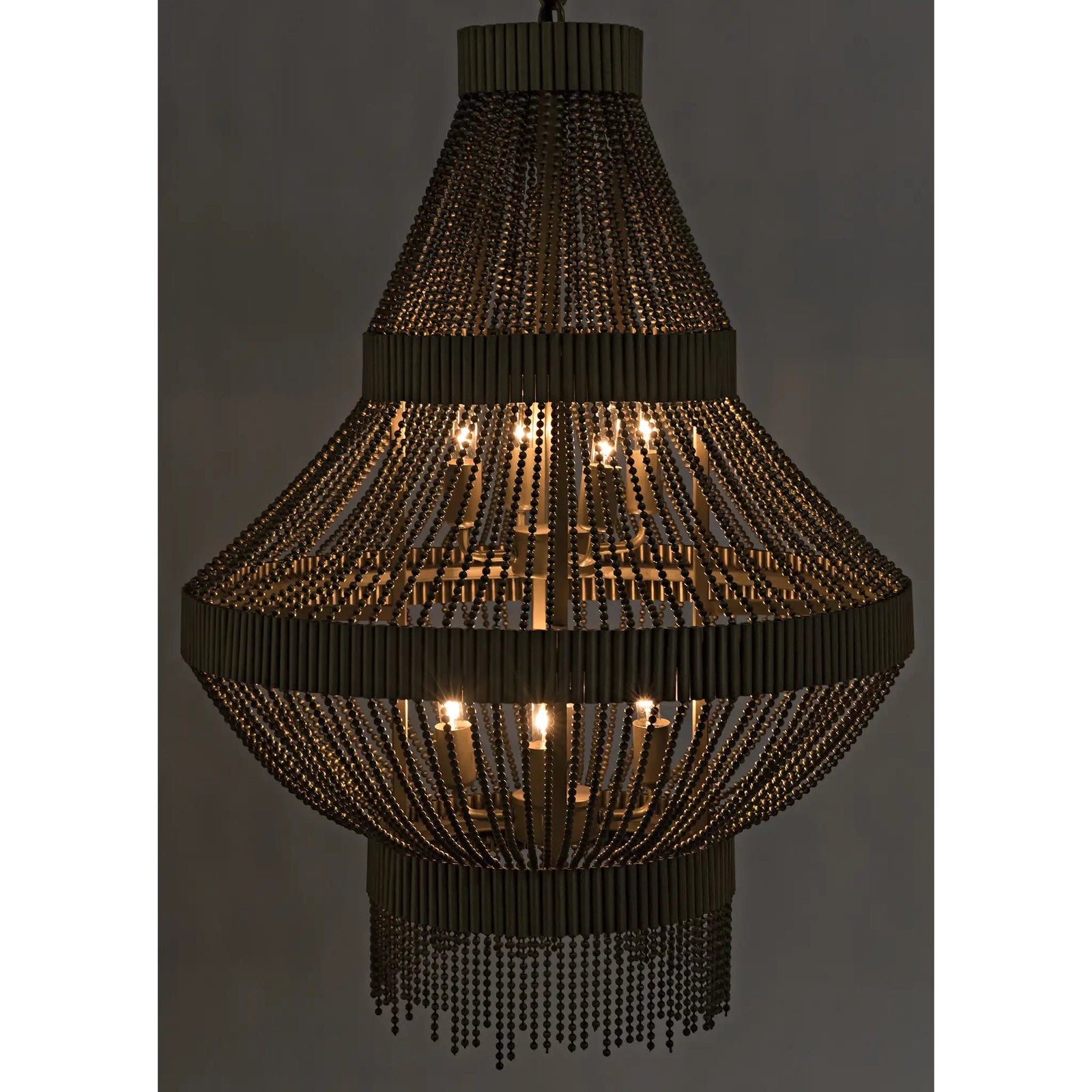 Domo Chandelier, Iron and Metal Beads with Brass Finish