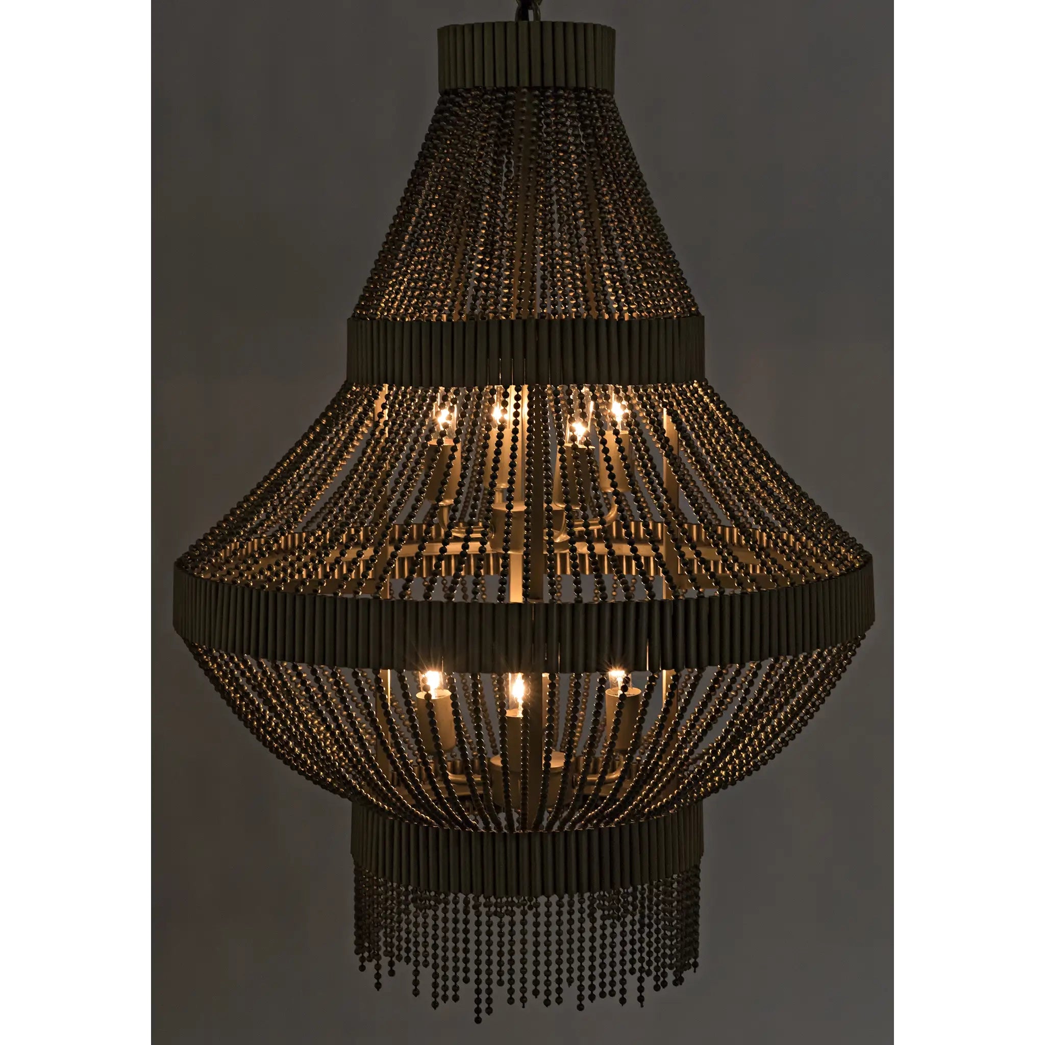 Domo Chandelier, Iron and Metal Beads with Brass Finish