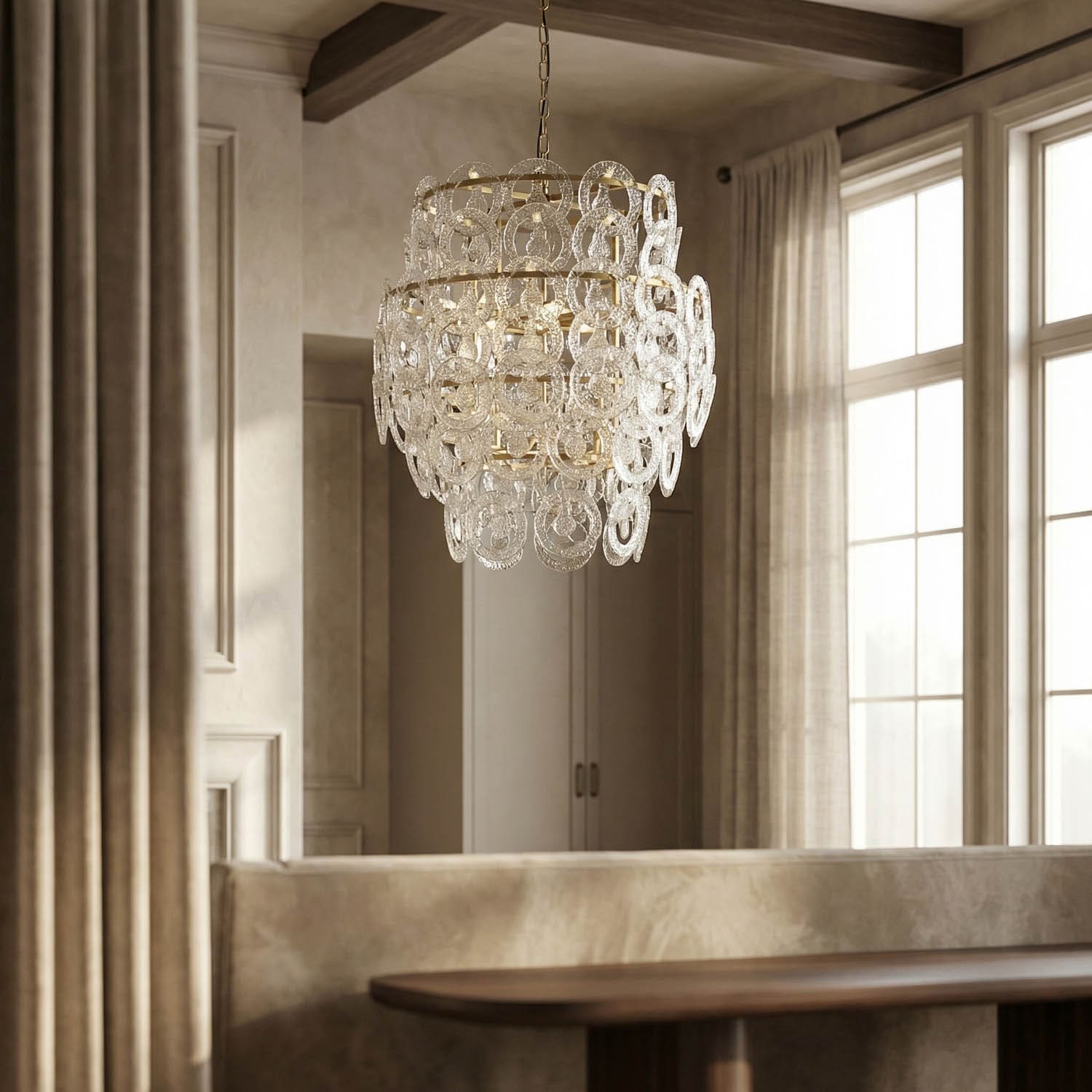 Quebec Chandelier, Metal with Brass Finish