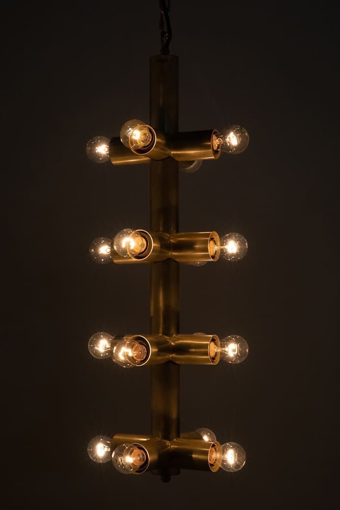 Axe Chandelier, Metal with Brass Finish