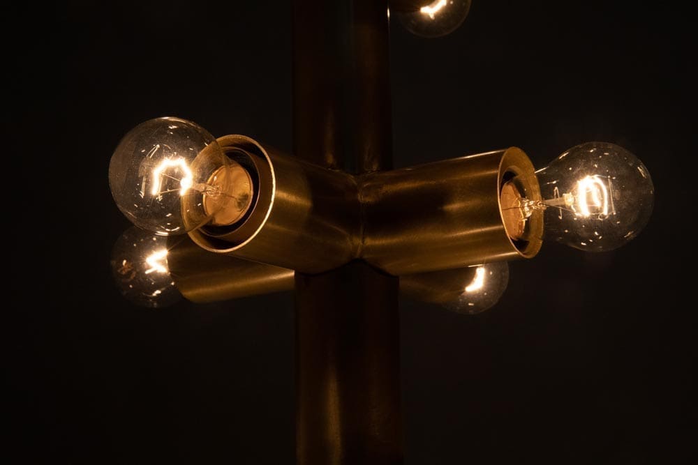 Axe Chandelier, Metal with Brass Finish