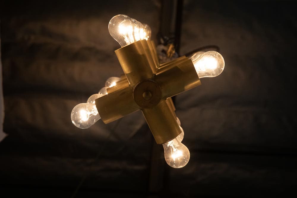 Axe Chandelier, Metal with Brass Finish