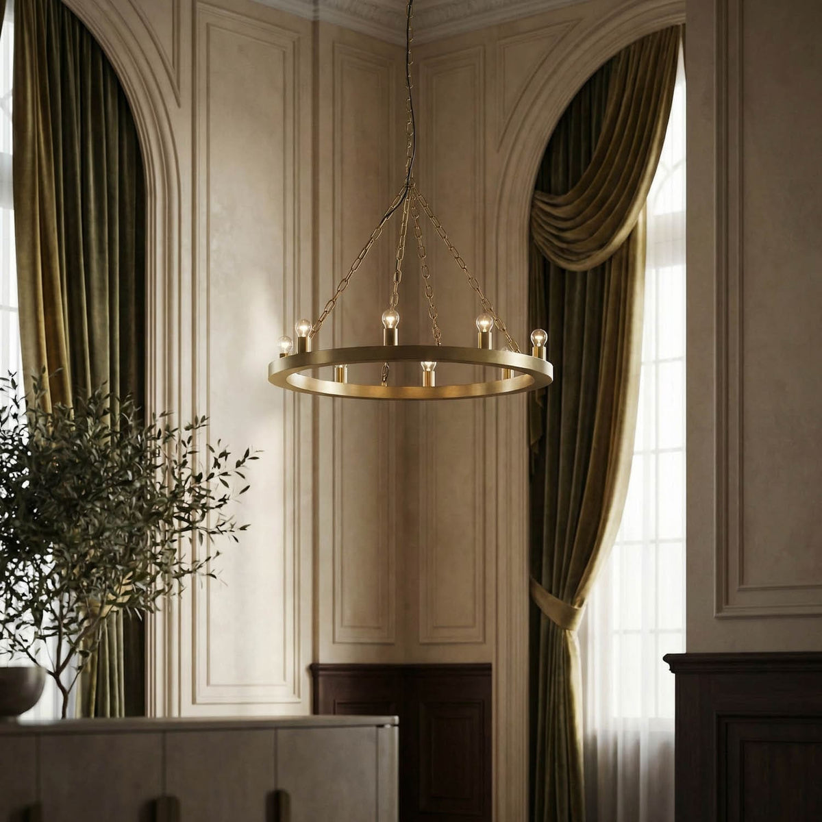 Ciro Chandelier, Metal with Brass Finish