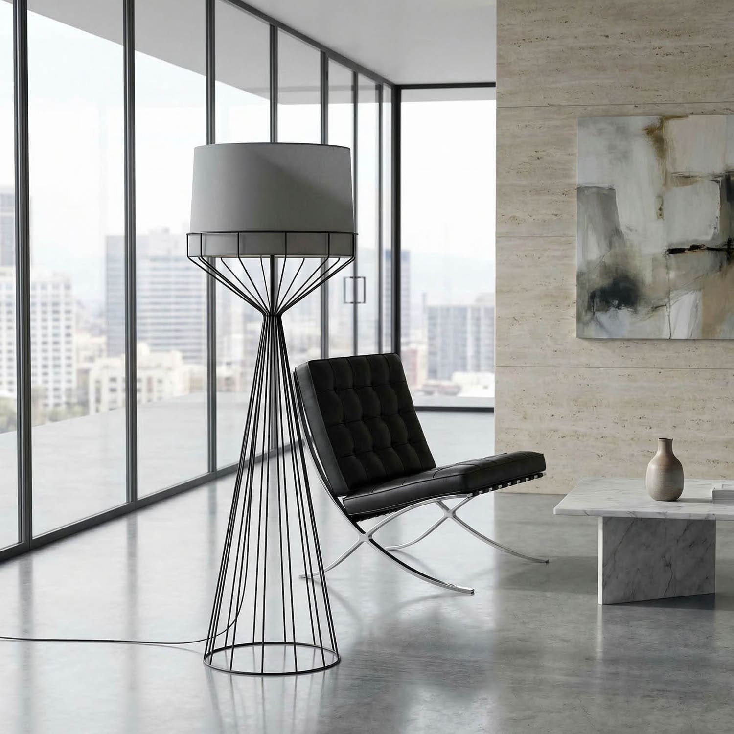 Portal Floor Lamp, B, Black Iron