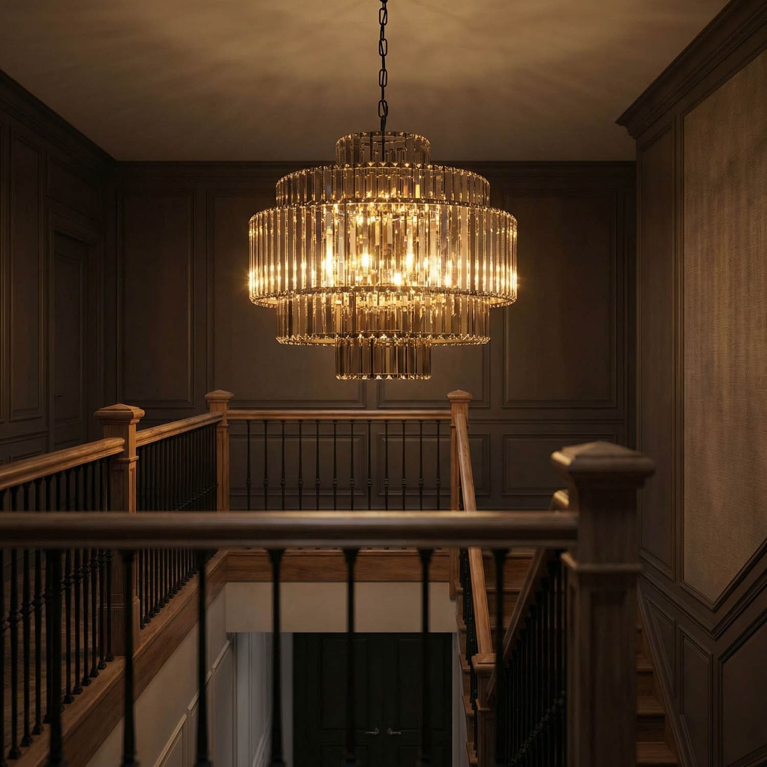 Quintus Chandelier, Metal with Brass Finish