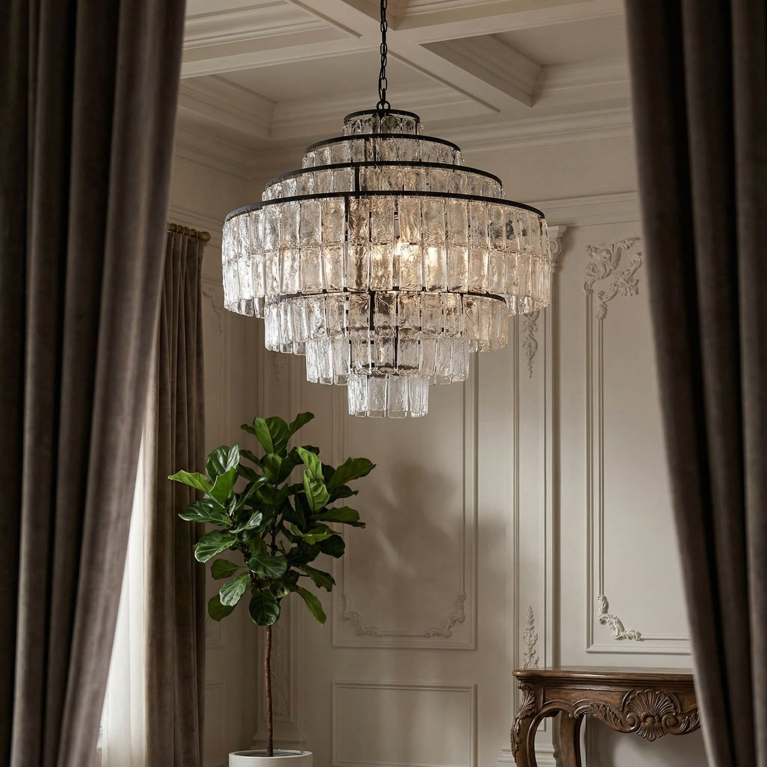 Satellite Chandelier, Black Iron