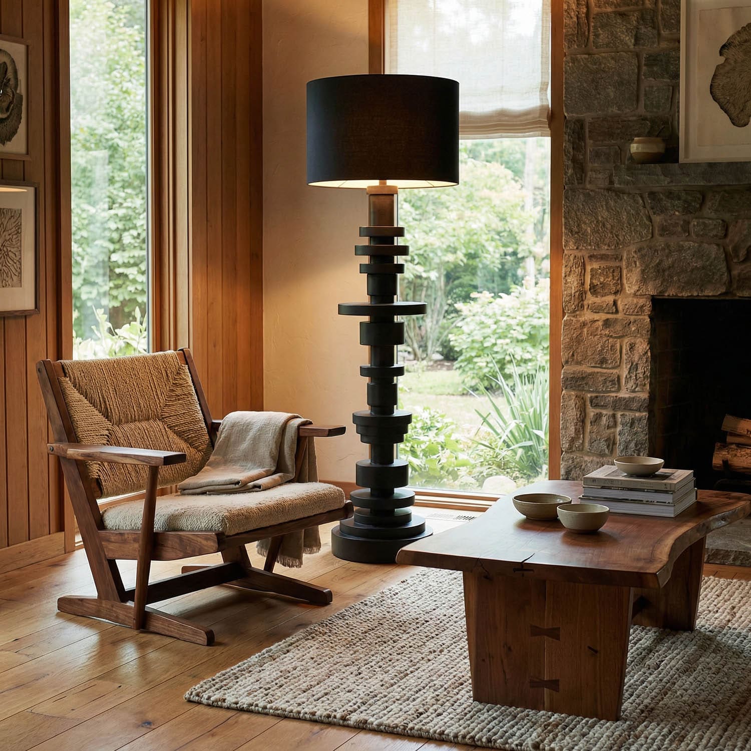 Wilton Floor Lamp with Shade, Black Iron