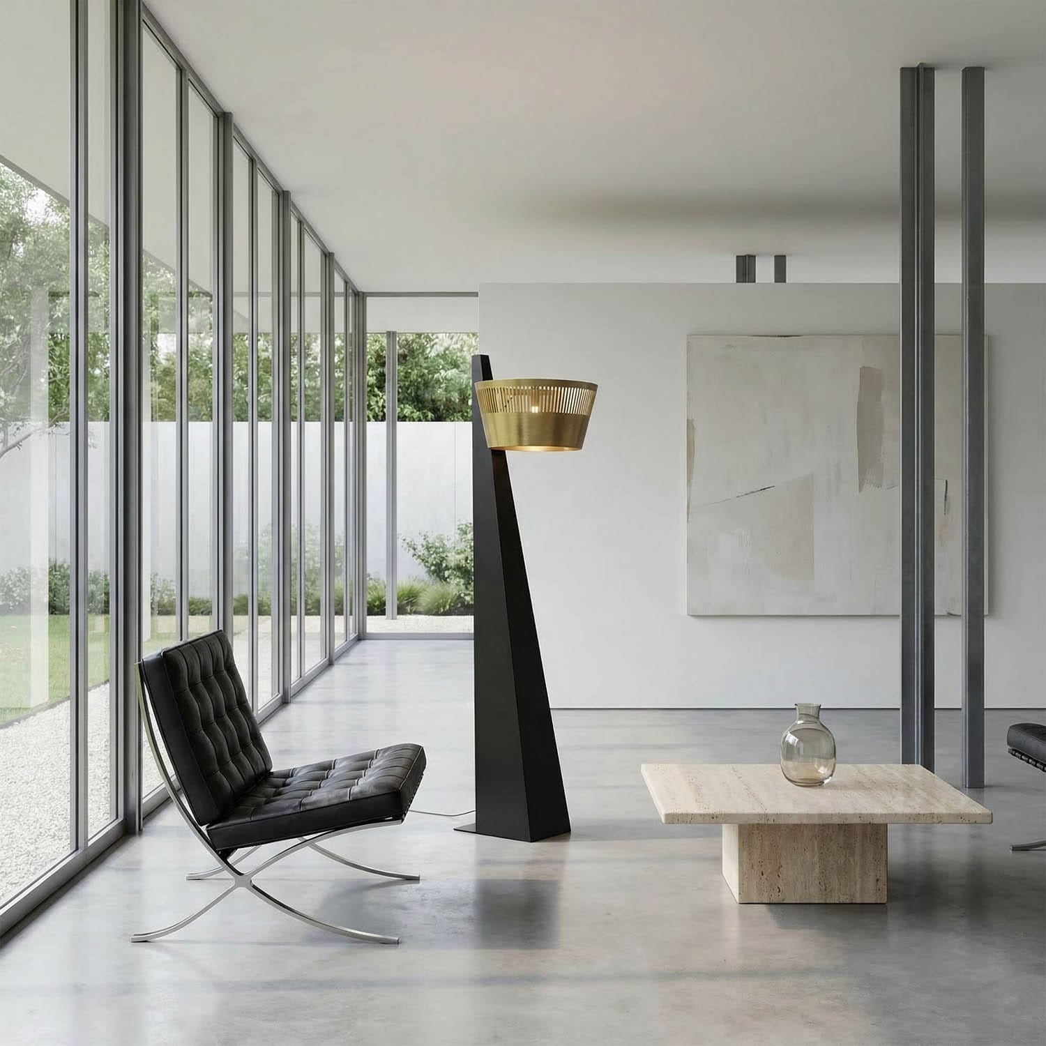 Claudius Floor Lamp, Black of Brass Finished Iron