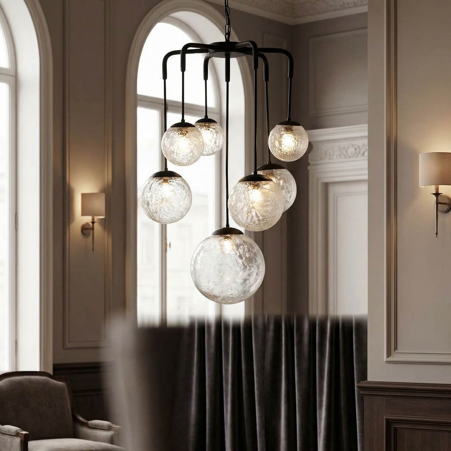 Artemis Chandelier, Iron with Black Finish