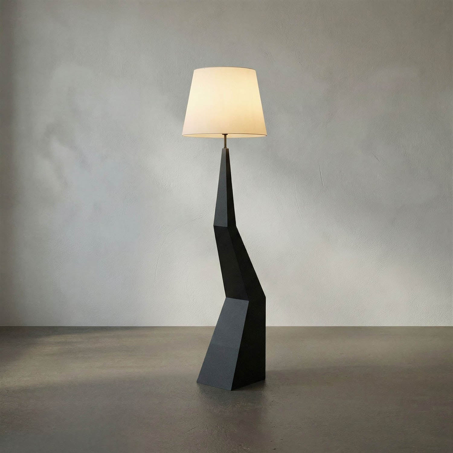Rhombus Floor Lamp with Shade, Black Metal by Noir