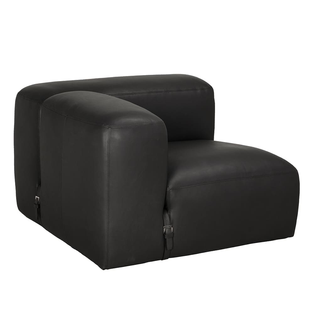 Augustus Modular Sofa, Left Corner, Santosa Matte Black Leather