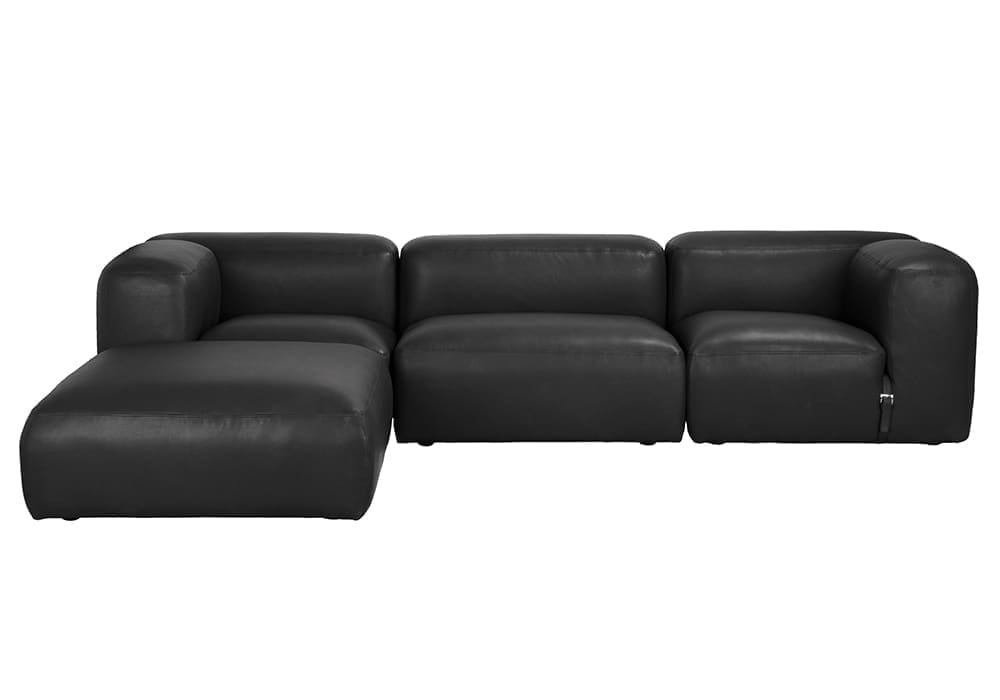 Augustus Modular Sofa, Left Corner, Santosa Matte Black Leather