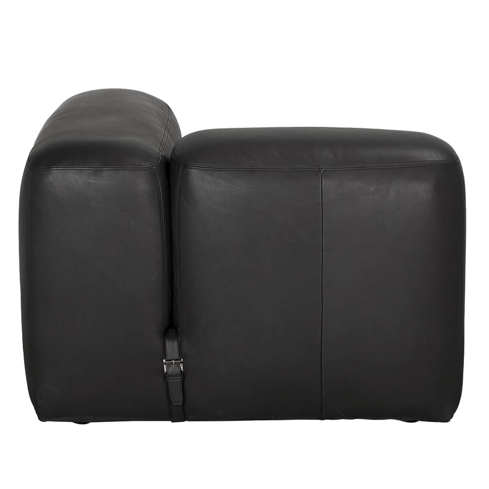 Augustus Modular Sofa, Left Corner, Santosa Matte Black Leather