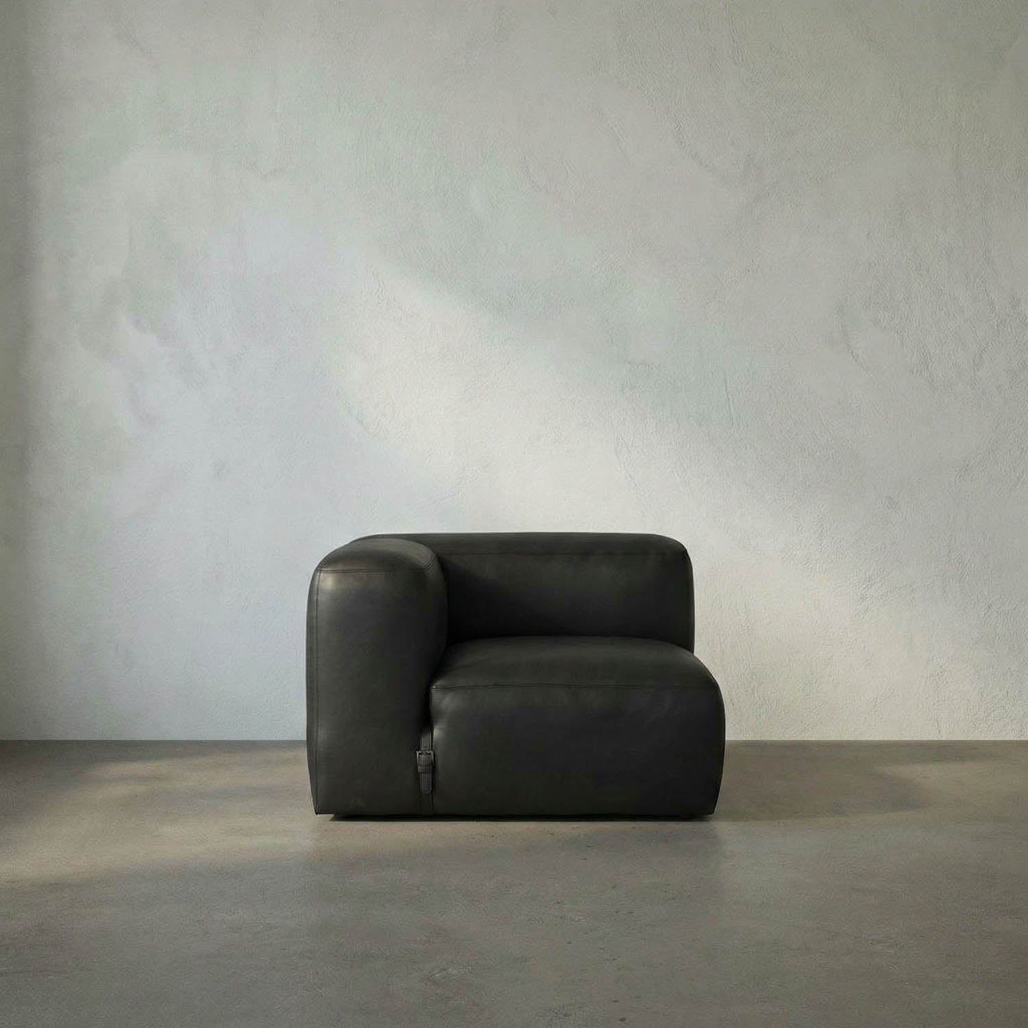 Augustus Modular Sofa, Left Corner, Santosa Matte Black Leather by Noir