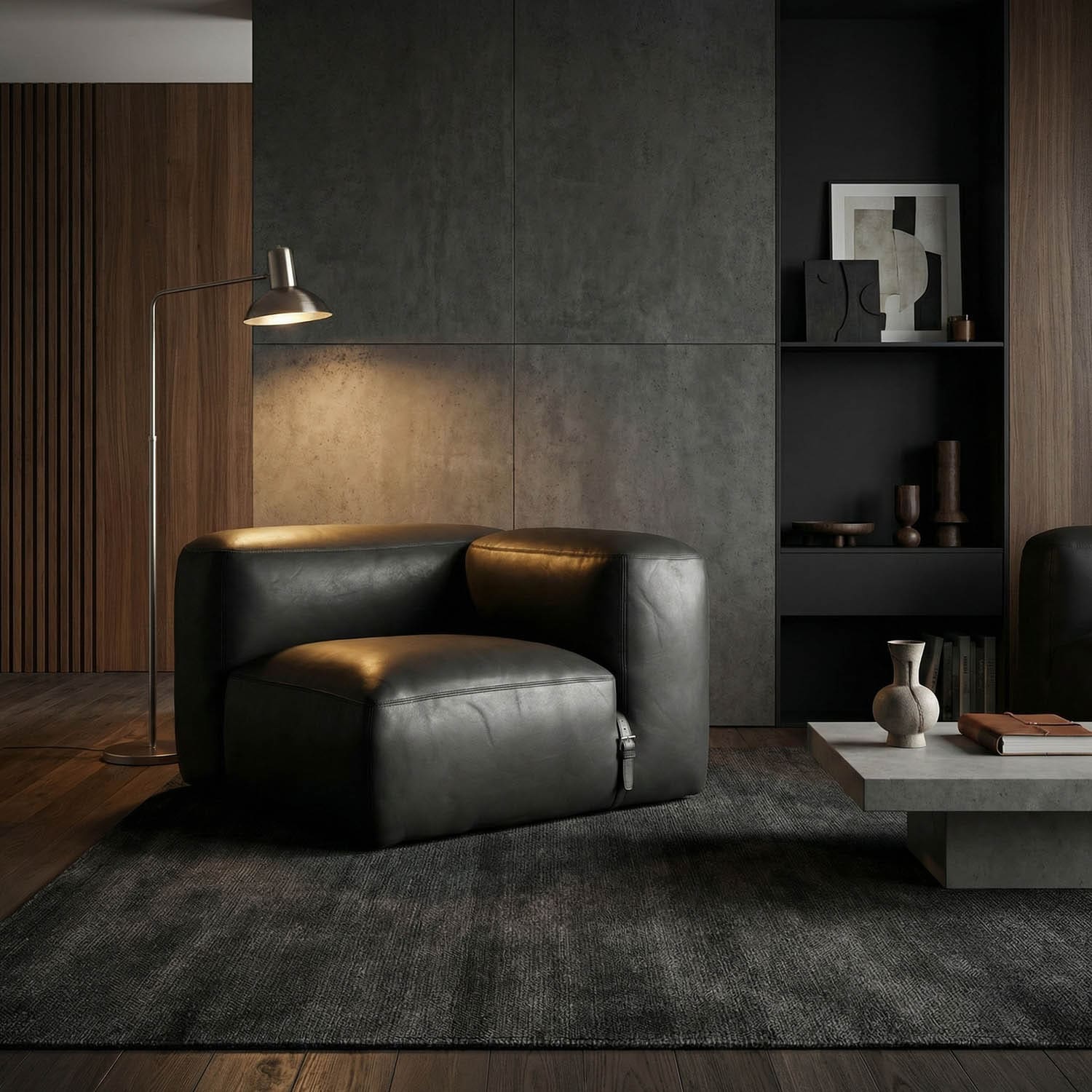 Augustus Modular Sofa, Right Corner, Santosa Matte Black