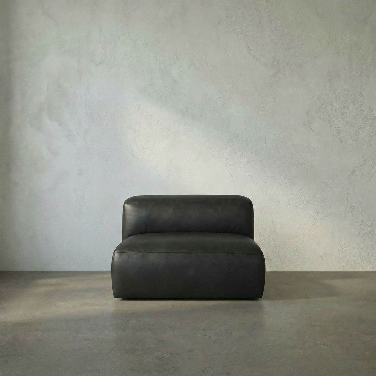 Augustus Modular Sofa, Middle, Santosa Matte Black Leather by Noir