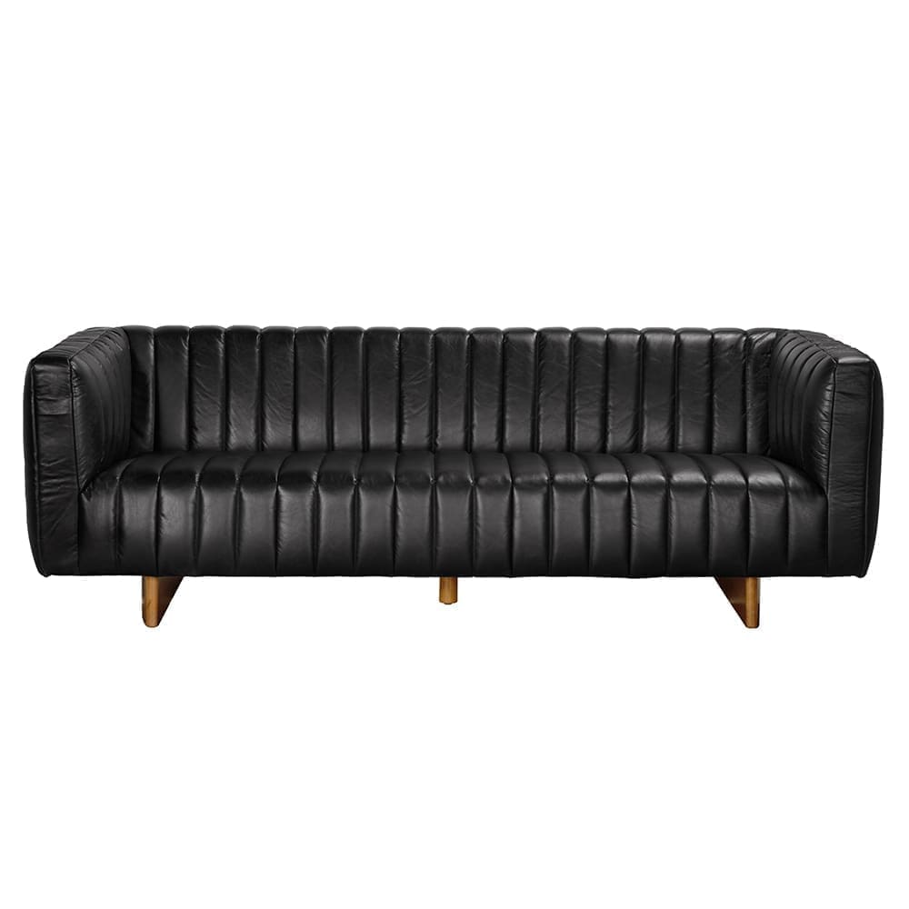 Khann Sofa, Ebony Black Leather