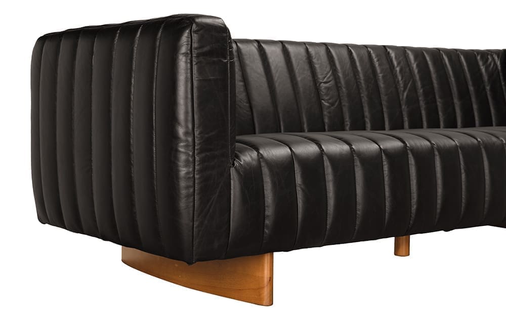 Khann Sofa, Ebony Black Leather