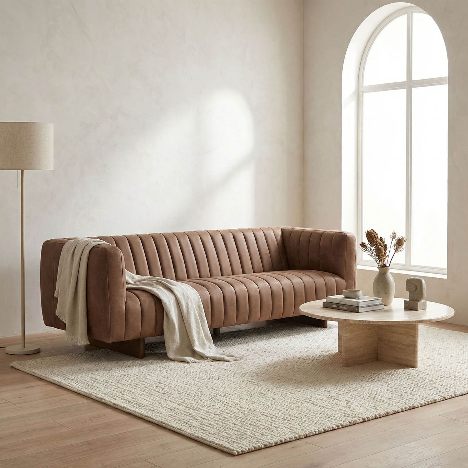 Khann Sofa, Orris Brown Leather