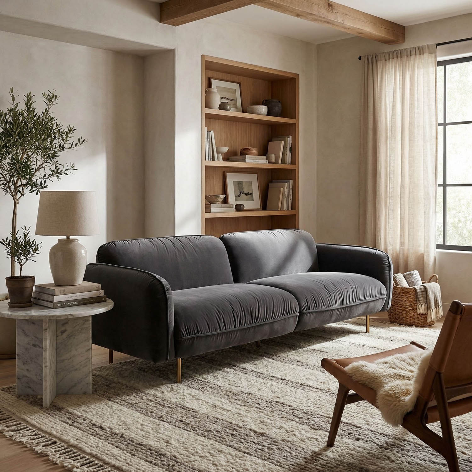 Franklin Sofa, Grey Velvet