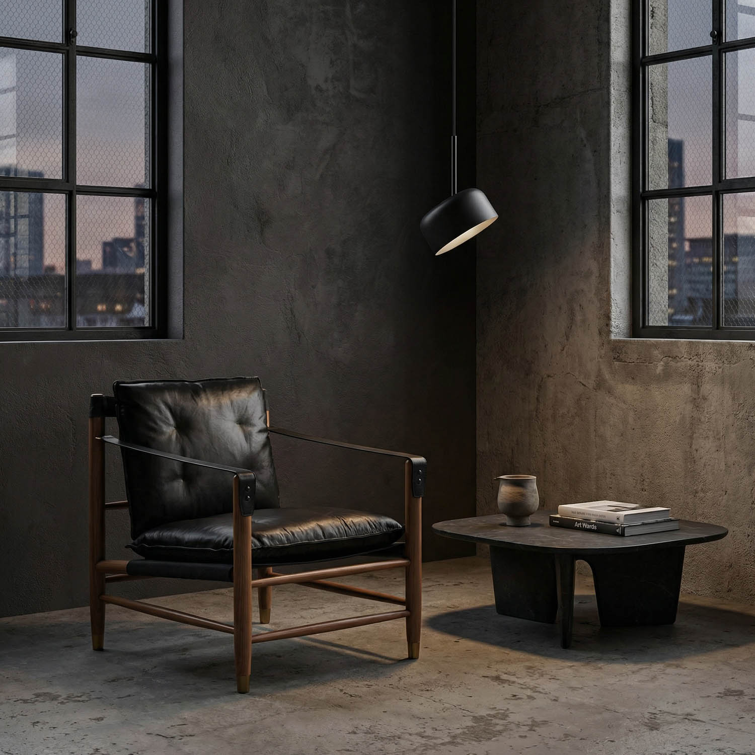 Luther Chair, Ebony Black Leather