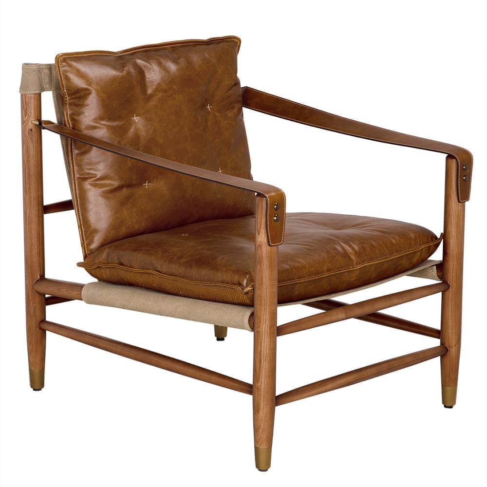 Luther Chair, Cuba Brown Leather w Canvas