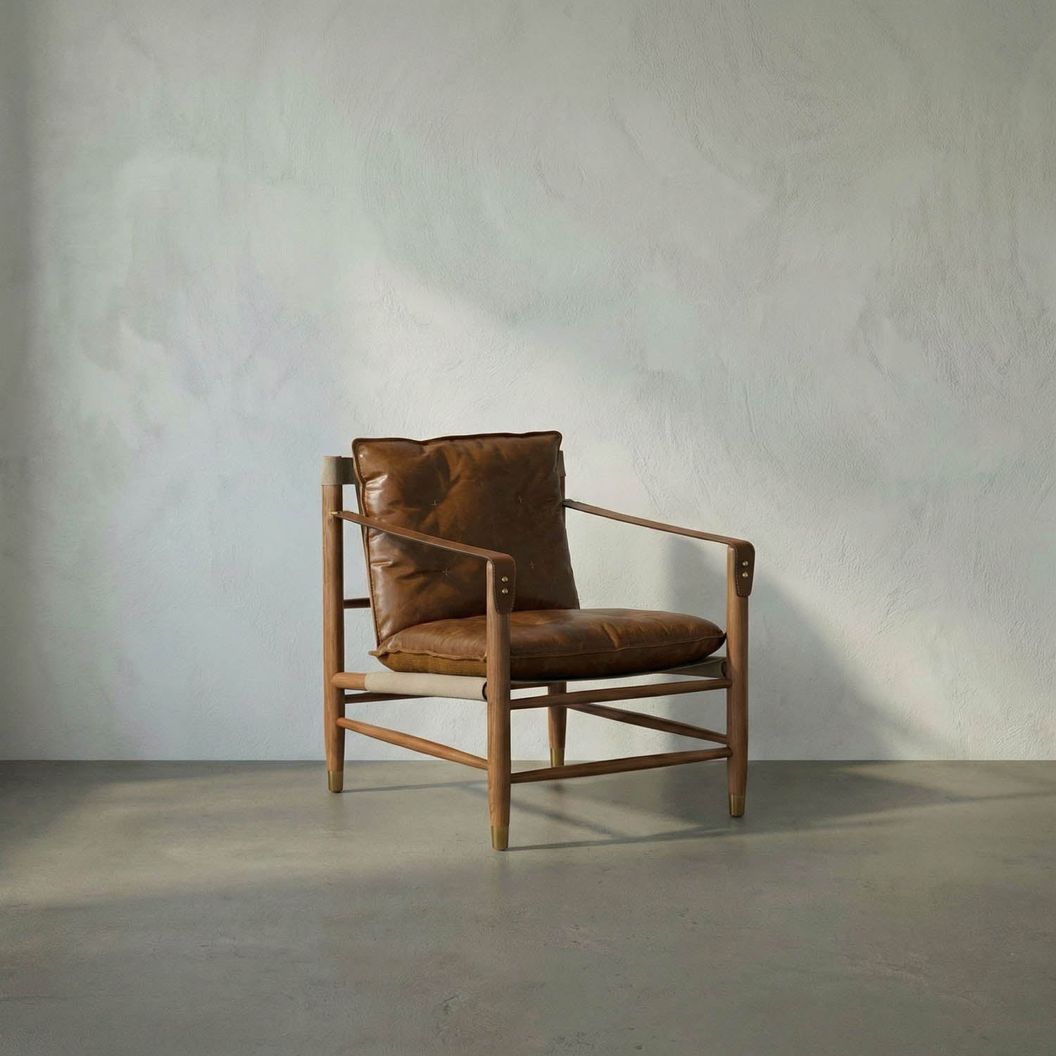 Luther Chair, Cuba Brown Leather w Canvas by Noir