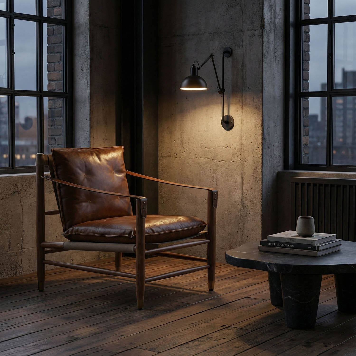 Luther Chair, Cuba Brown Leather w Canvas
