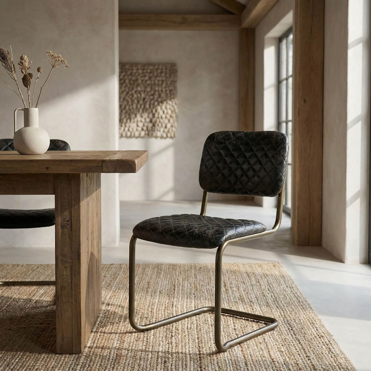 0037 Dining Chair, Iron and Leather