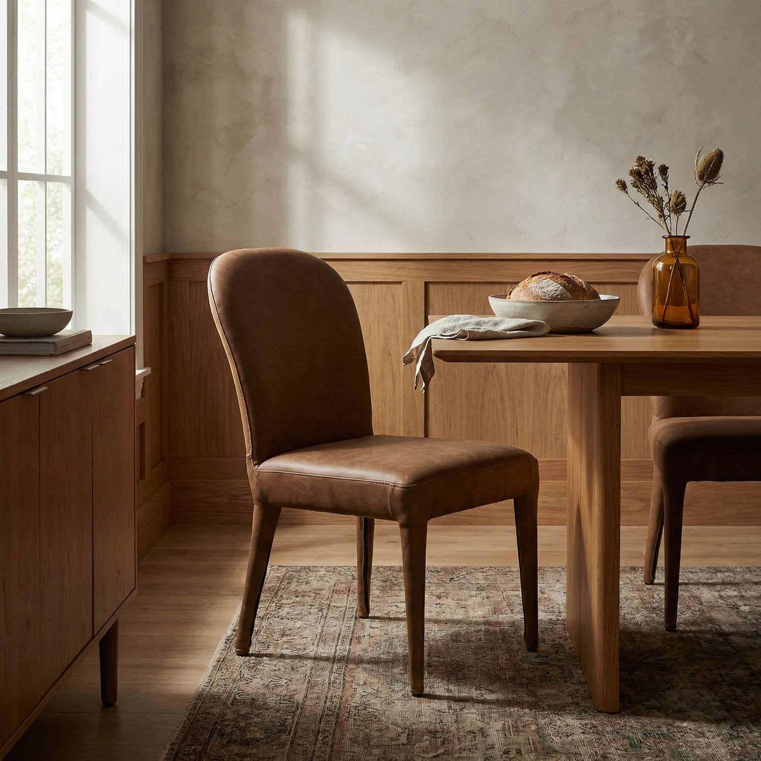 Georgia Dining Chair, Orris Brown Leather
