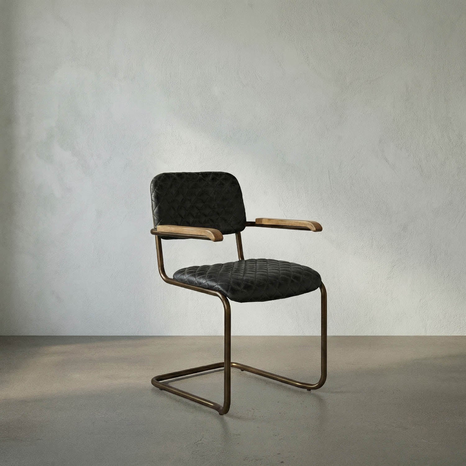 0045 Dining Arm Chair, Vintage Black Leather by Noir