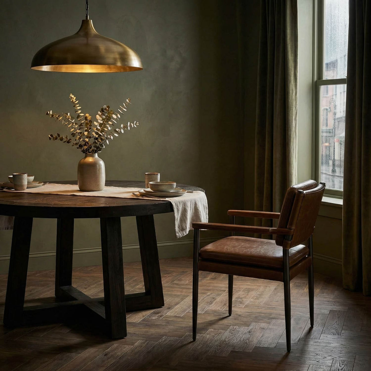WOOSTER DINING CHAIR W/ARMS, Brown