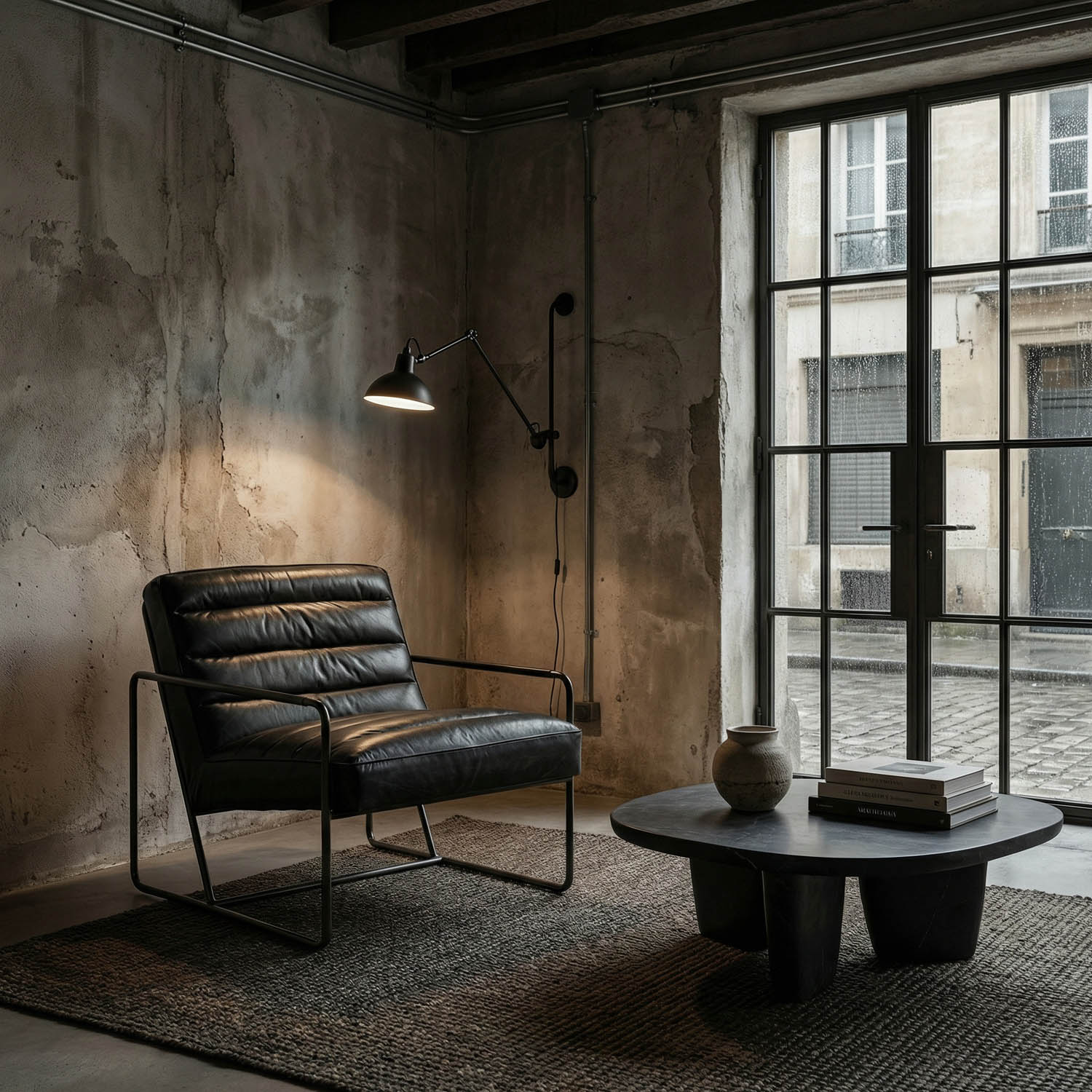 Demeter Chair, Metal and Leather