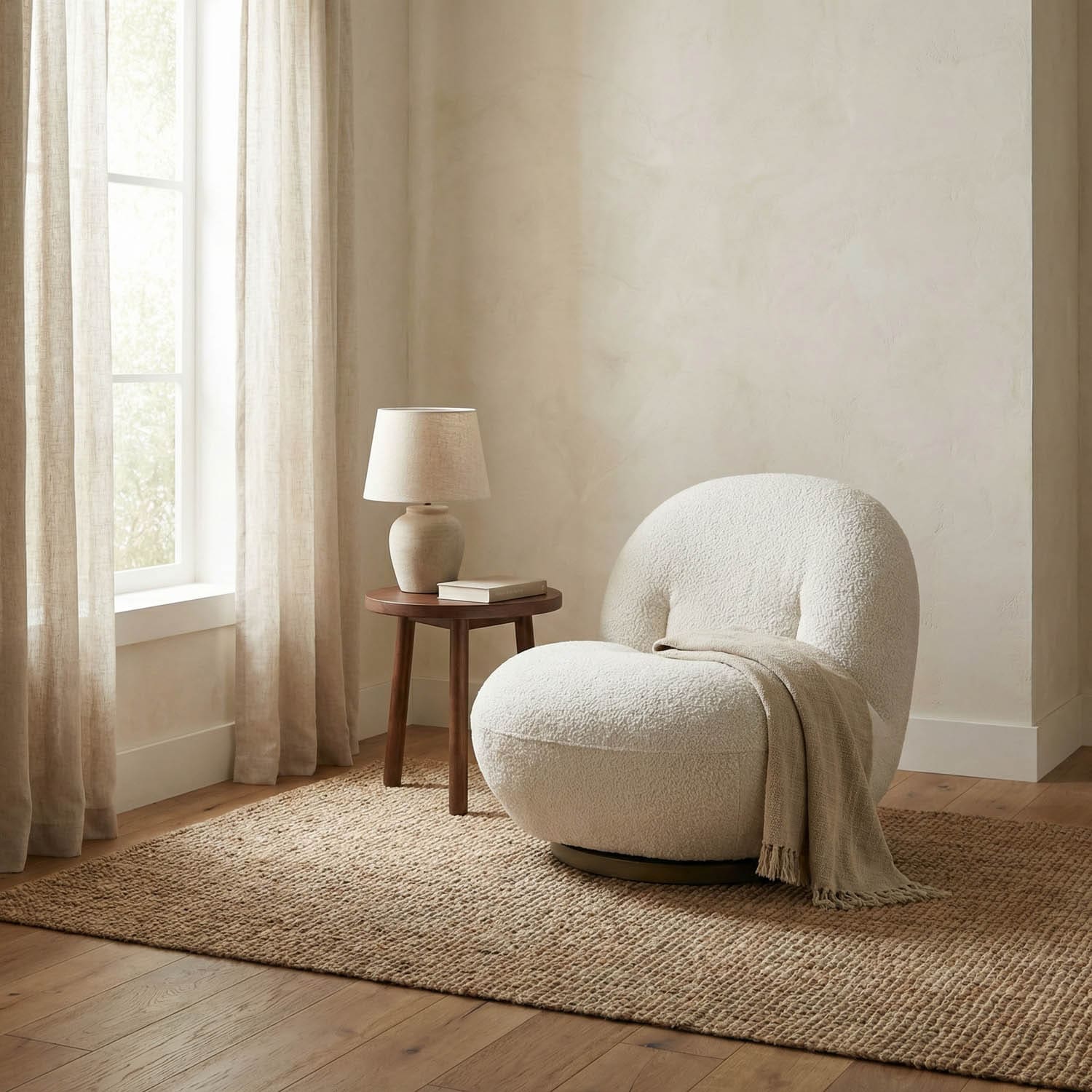 Artemis Swivel Chair, Boucle Fabric