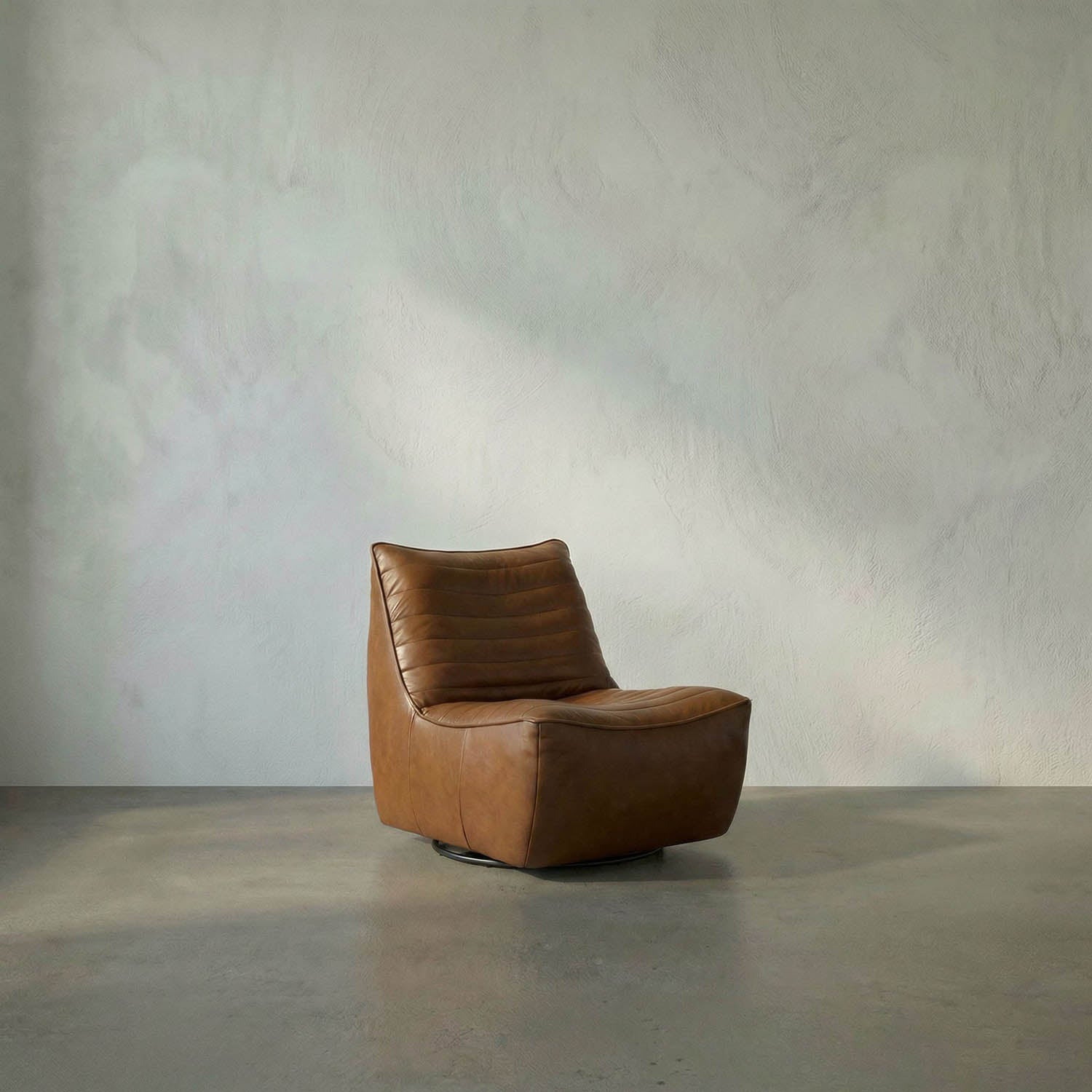 McCLAIN SWIVEL SINGLE SOFA, Roche Tan Leather by Noir