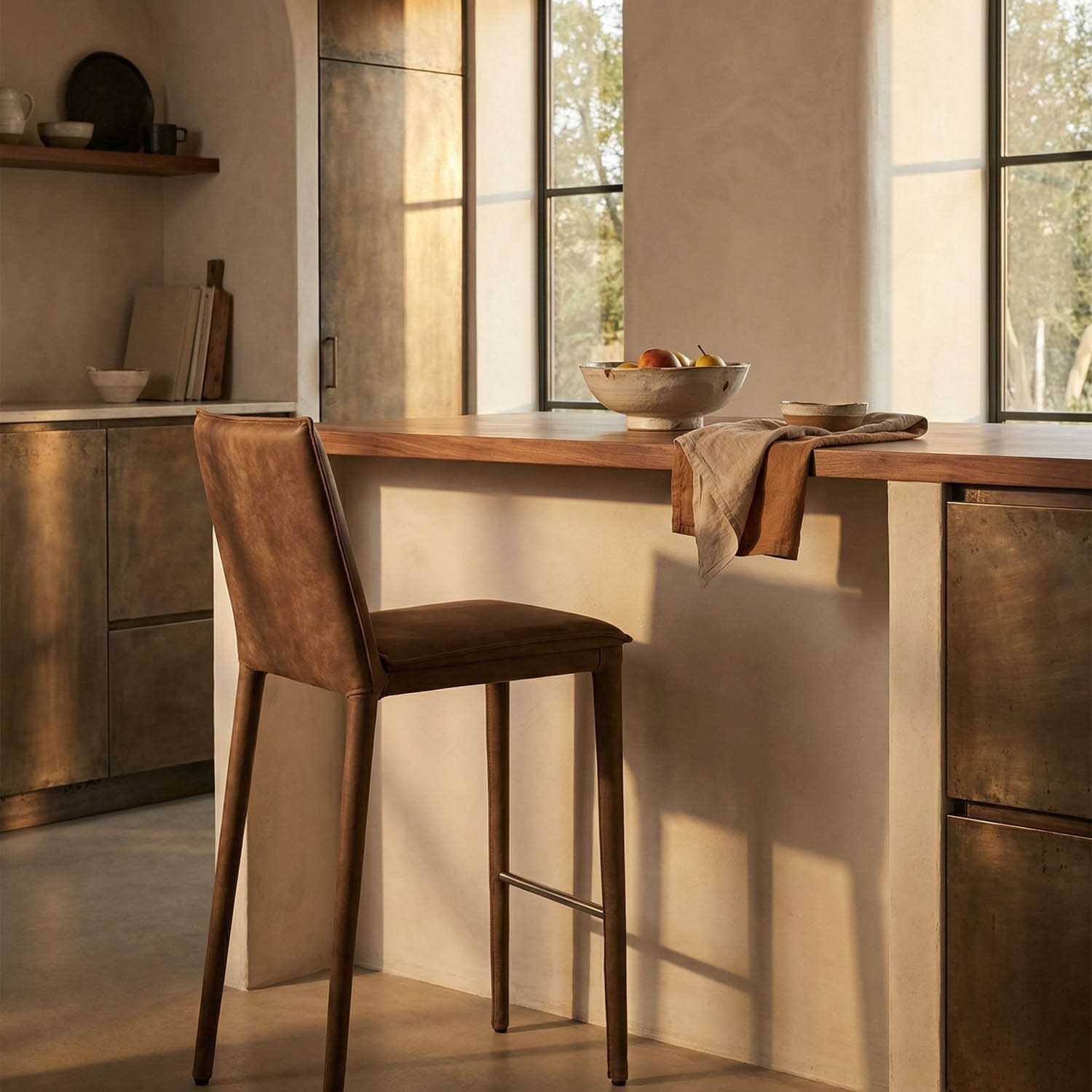 Newton Counter Chair, Orris Brown Leather