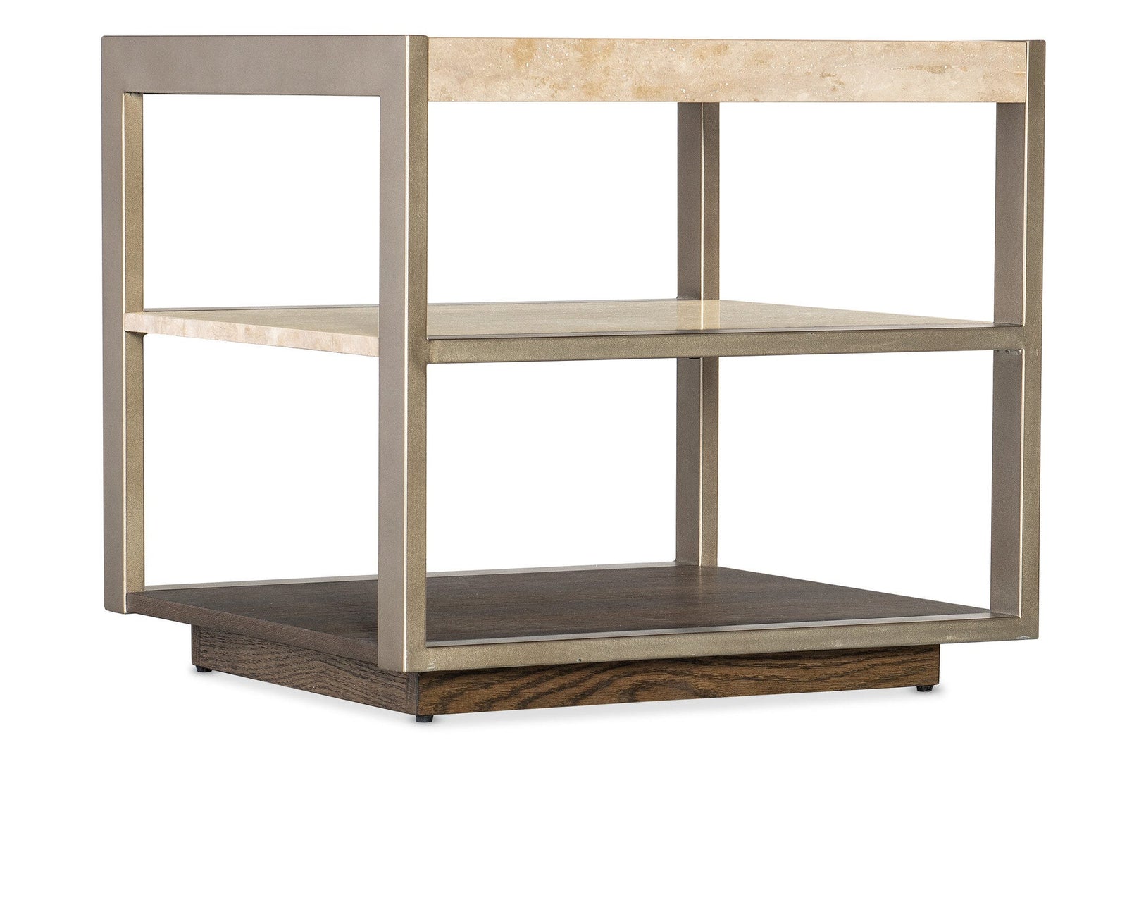 Hammon Travertine/Metal Square Side Table
