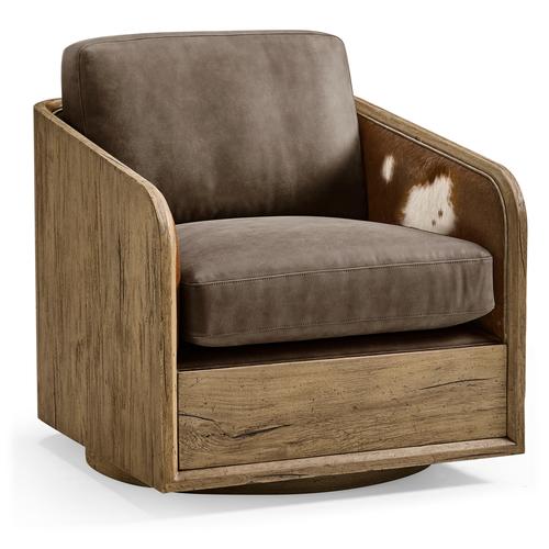 Stone Ridge Leather & Hide Swivel Occasional Chair Light – Living Room by Jonathan Charles | Sutter & Vale