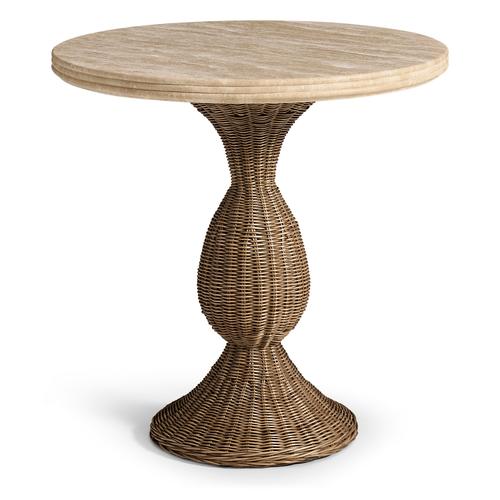 Palm Court Round Travertine Accent Table – Living Room by Jonathan Charles | Sutter & Vale