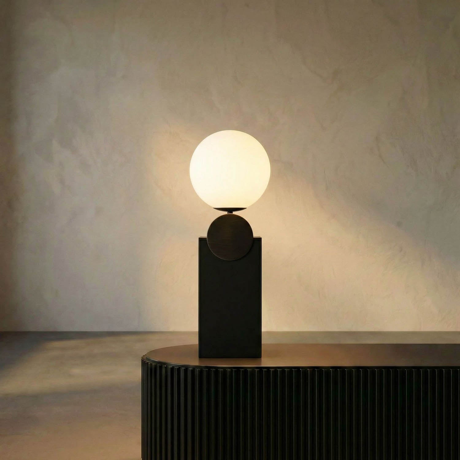 Kate Table Lamp, Black Metal with Antique Brass Accent by Noir
