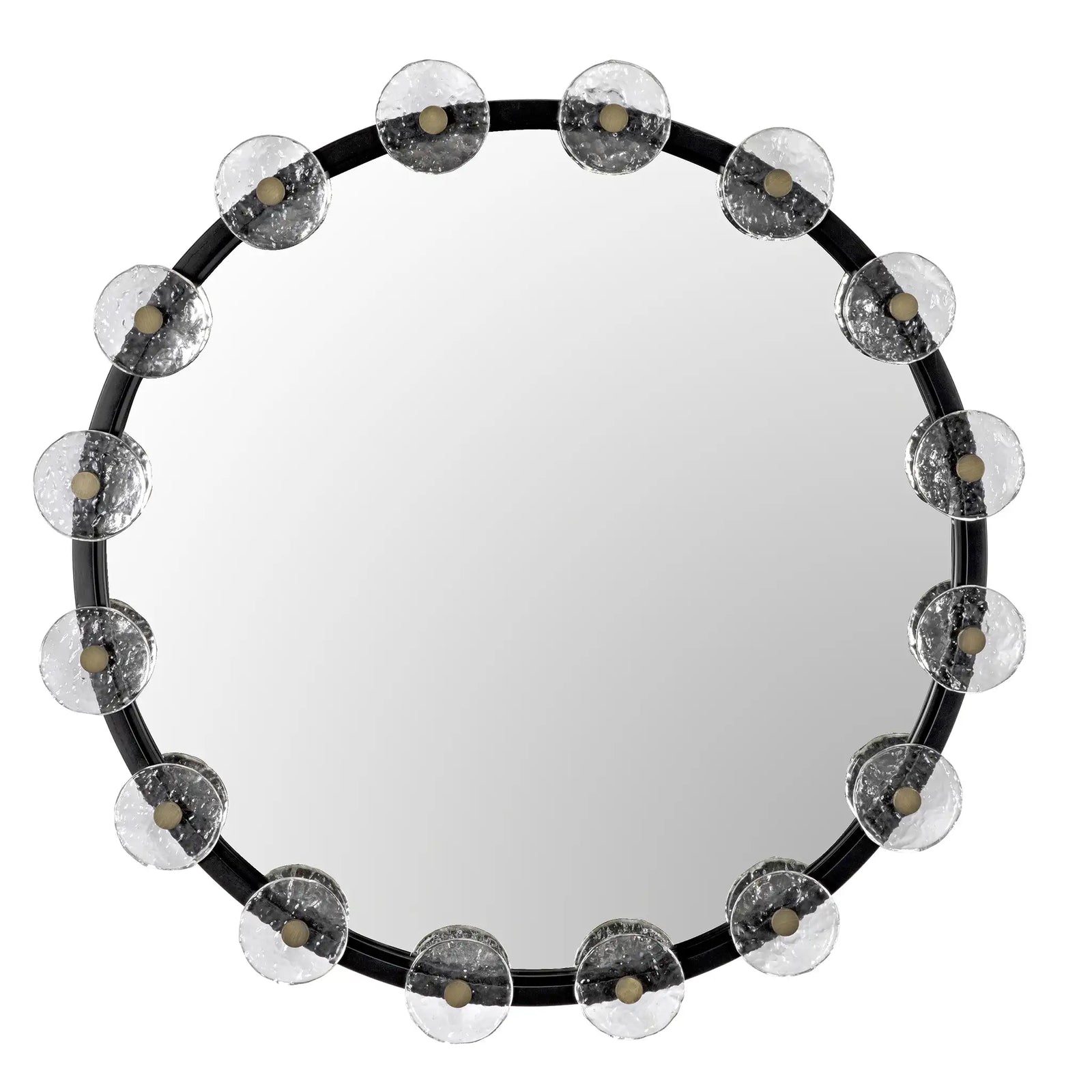 Moira Mirror with Glass Details, Black Metal