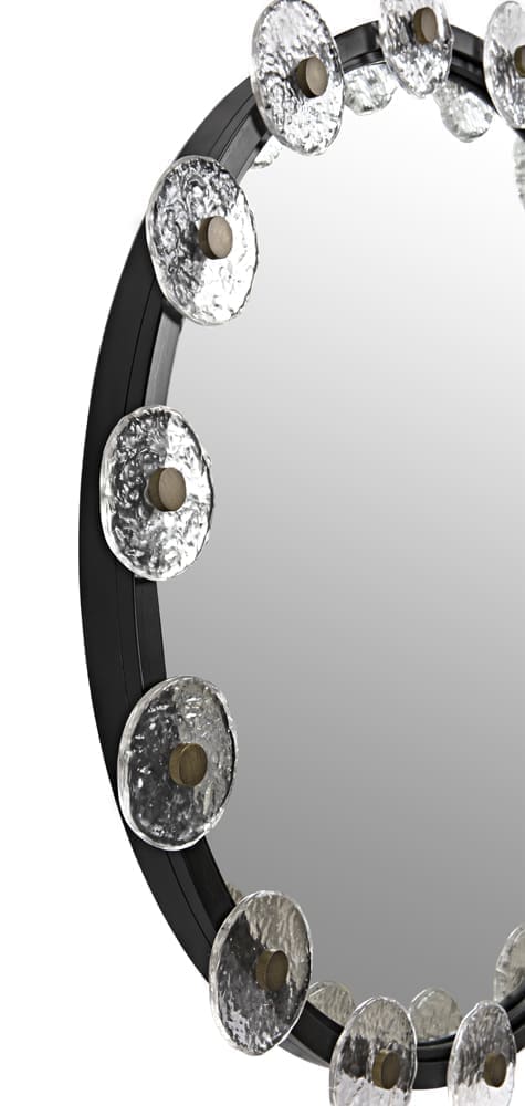 Moira Mirror with Glass Details, Black Metal